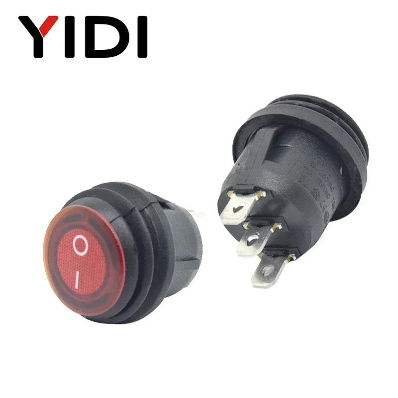 6A 250VAC Waterproof Round Rocker Switch 12V 220V Red Green Blue Yellow LED Light Rocker Switch 10A 125VAC  ON OFF SPST Switch