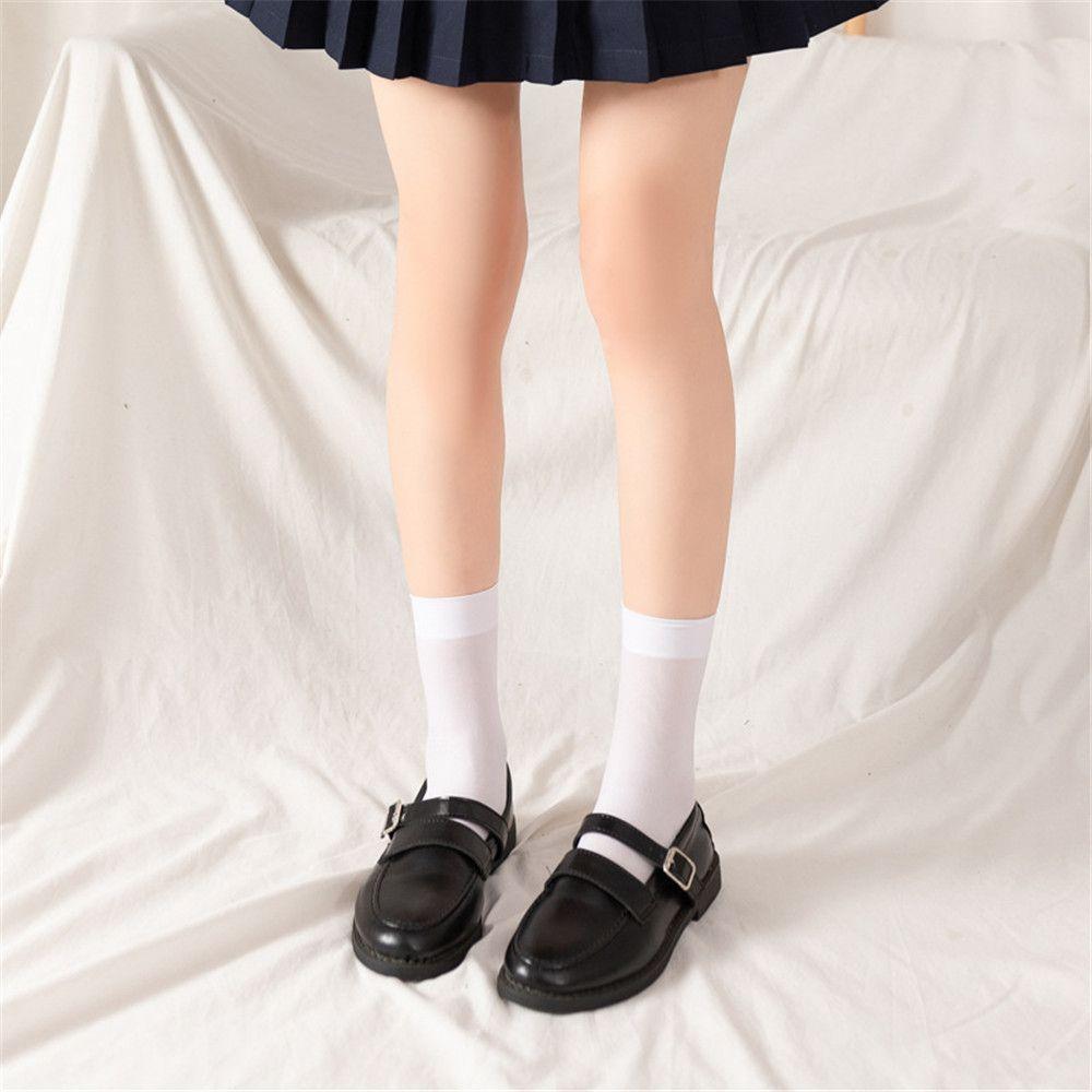 

JK Girls Opaque Sexy Elastic Thigh High Stockings Over Knee Socks Women Long Socks white-A