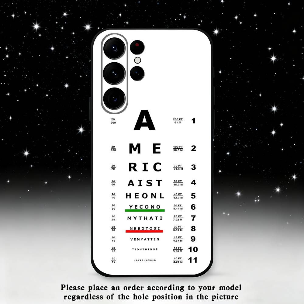 Medical Eye Vision Chart Phone Case For Samsung S25,S24,S21,S22,S23,S30,Ultra,S20,Plus,Fe,Lite,Note,10,9,5G Black Cover