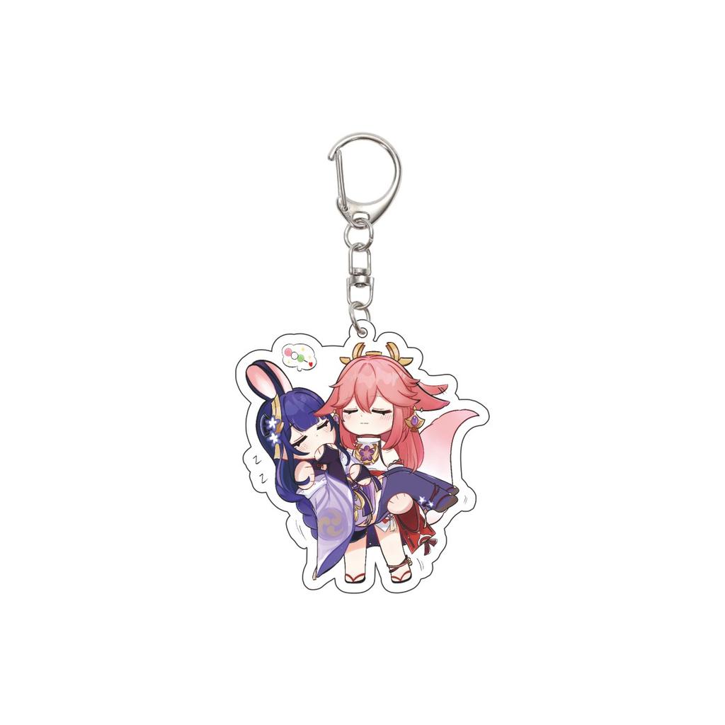 55MM Anime Genshin Impact Keychain Beelzebul Key Chain Acrylic Model Plate Christmas Gifts