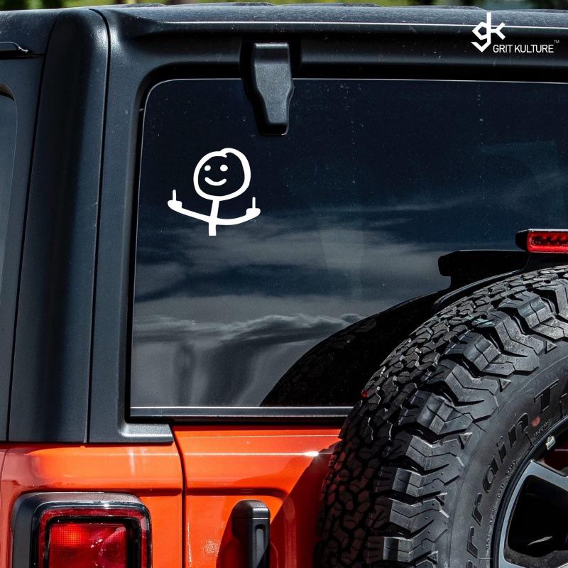 Граффити Стикмен Средний палец Наклейка на машину и компьютер белый