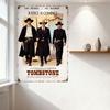 Tombstone Movie Poster Rustic Aged Old West Metal Tin Sign - Val Kilmer, Kurt Russell, Justice Is Coming, Desert Landscape Decor
