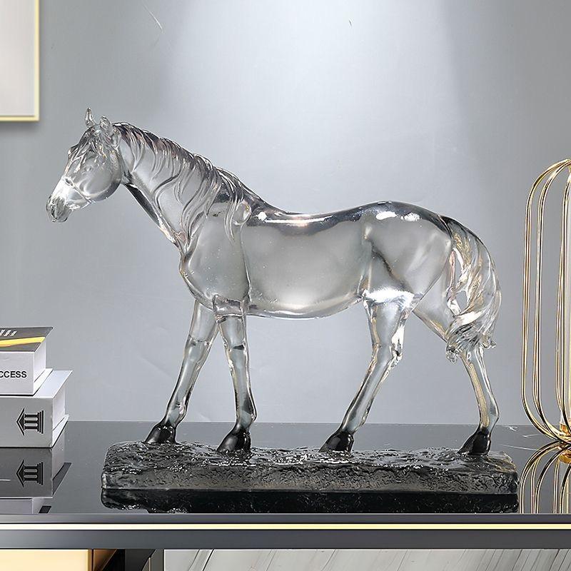 Transparent Resin Horse Statue Ornaments Home Room Cabinet Handicrafts Animal Item Office Decoration Housewarming Opening Gifts