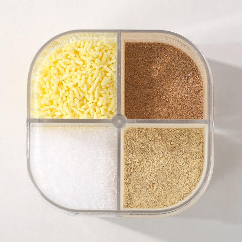 4 Compartment Seasoning Box Multifunctional Portable Dustproof Sealing Clear Spice Storage Container for Kitchen Supplies