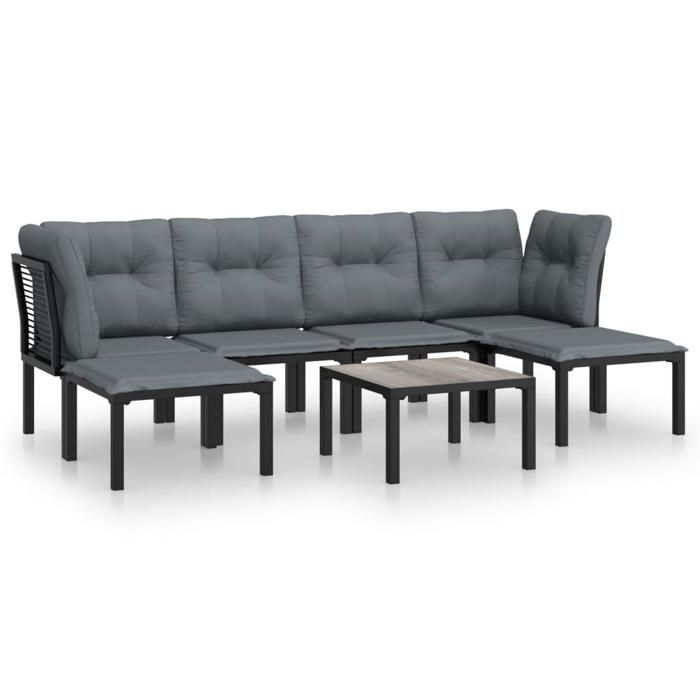 VidaXL Garden Lounge Set 7 Pcs, Patio Furniture Set, Outdoor Furniture, Patio Chair, Modern, Black and Grey 3187763