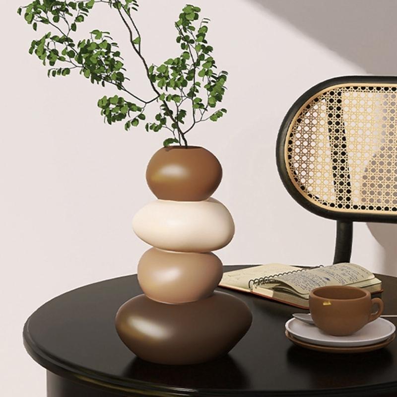 Resin Deer Figurines with Flower Vase Small Animal Statue Sculpture Table Ornament for Home Decors Housewarmings Gift