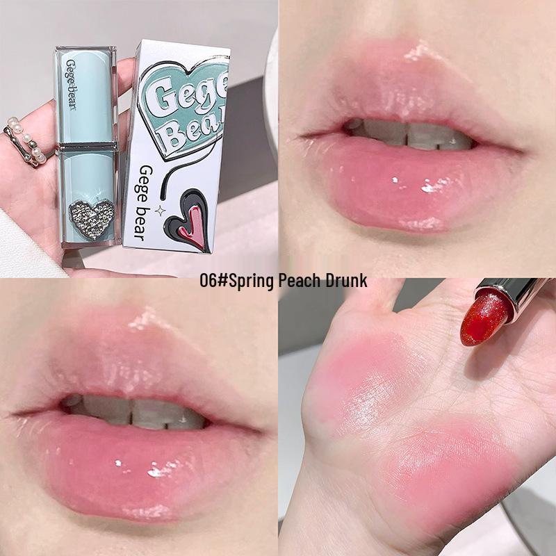

Gege Bear Crystal Clear Color-Changing Moisturizing Lipstick - Nude Look, Mirror Finish, Whitening Effect 3.8g: Single Lipstick