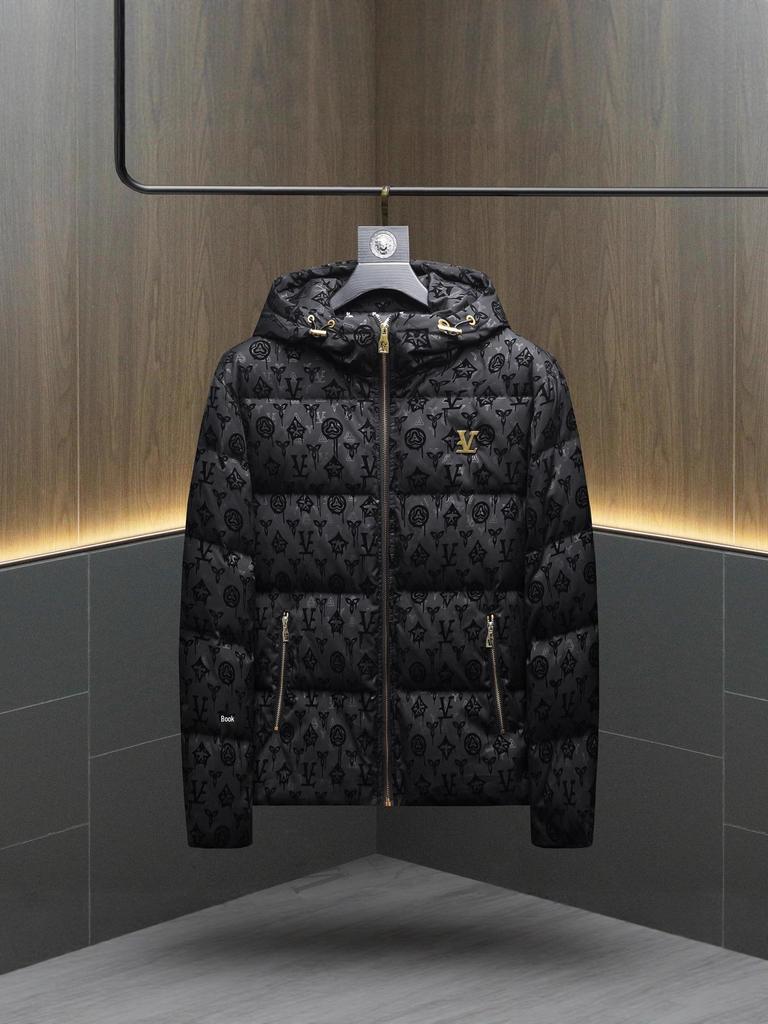 Europäische Trendmarke Herren Winter Dicke Kapuzenenten Daunenjacke - Leichter Luxus Bedrucktes Design