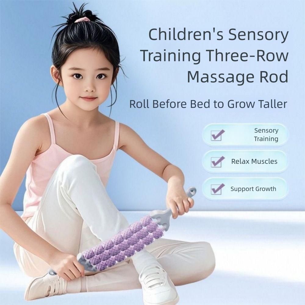 Three Rows Curved Massage Roller Multifunction Fascia Stick Portable Yoga Massage Stick  Arms