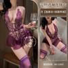 Sexy lingerie sexy bed teasing uniform purple suspender lace split pajamas small chest robe flirting nightdress
