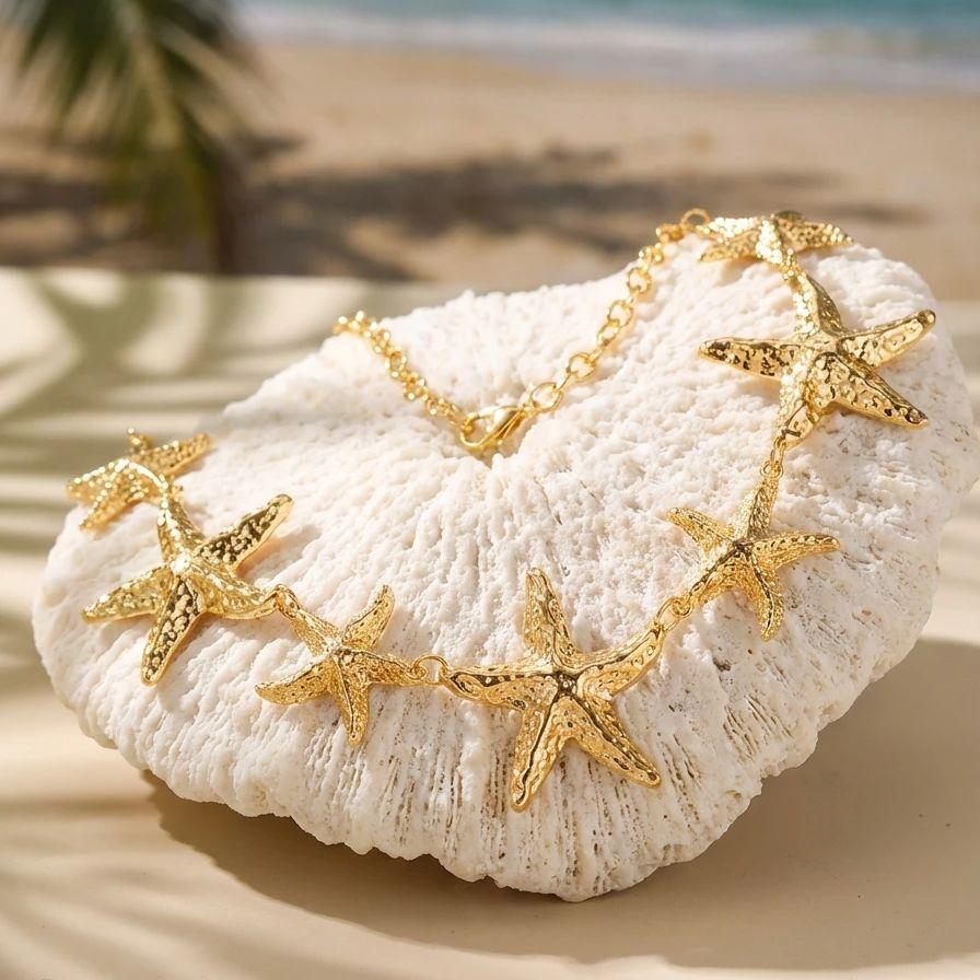 Fashion Charm Gold Color Sea Star Belly Chain for Women Sexy Exaggerated Starfish Waist Chain Summer Beach Bikini Dress Jewelry