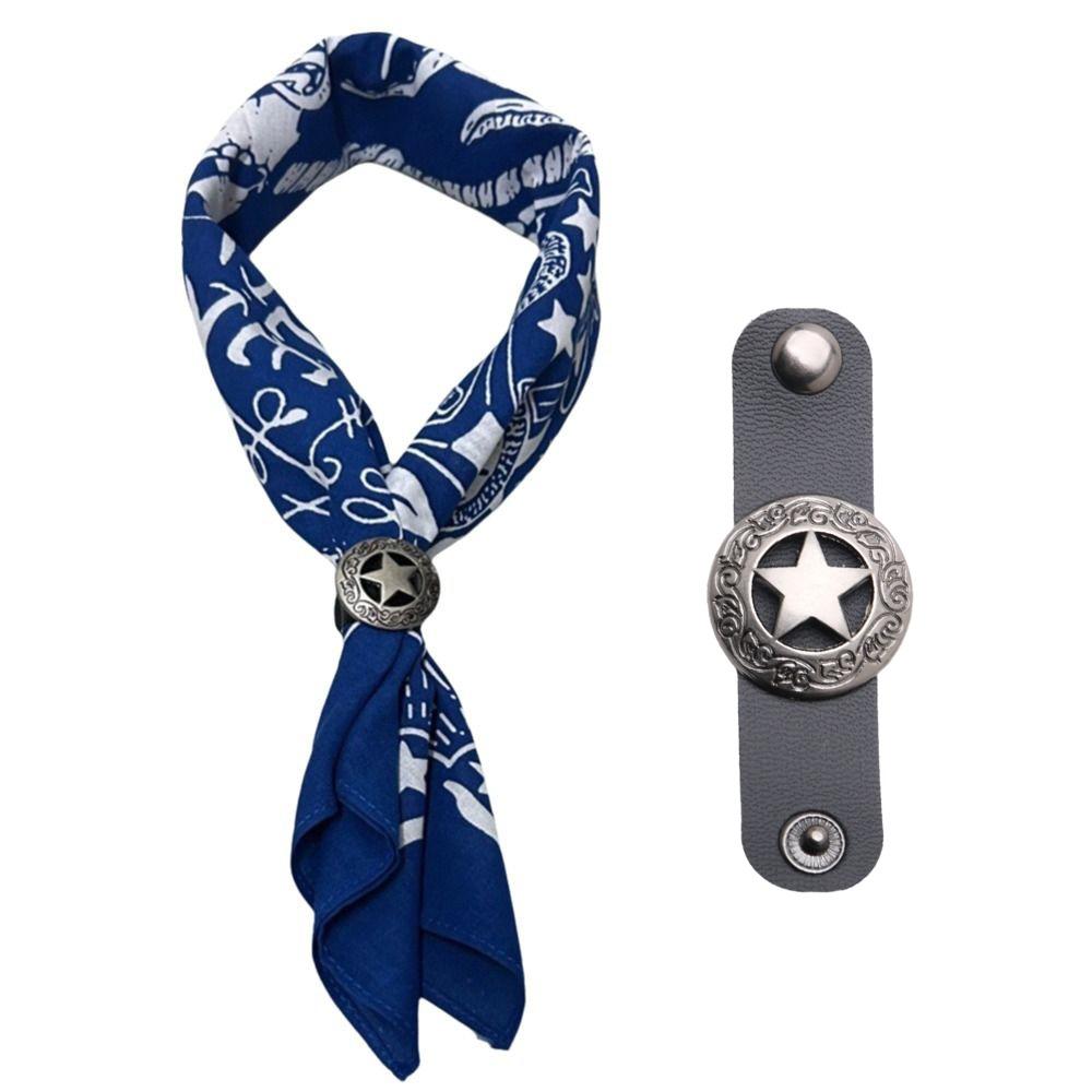 Fashion Oversized Bandana Scarf Cotton With Floral Buckle Hip Hop Head Scarf Western Style Neck Wrist Wrap синий