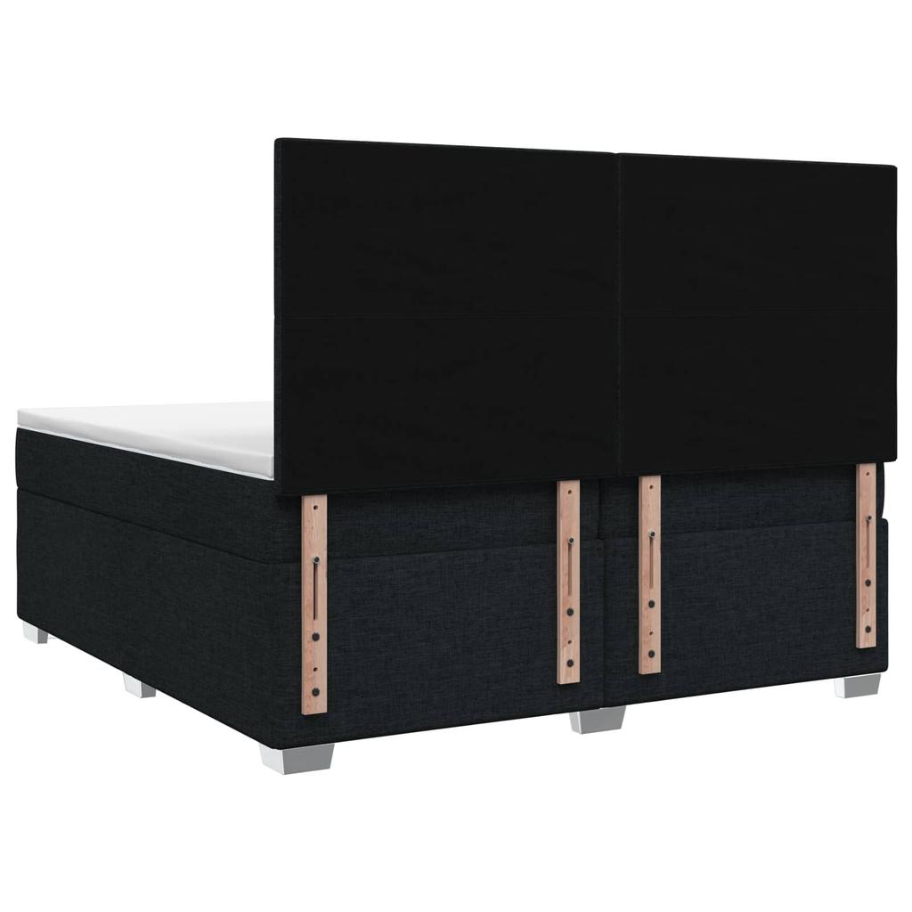 Box Spring Bed with Mattress Black 200 X 200 Cm Fabric