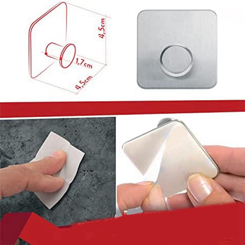 Good-Towel Holder No Drilling Wet Room Suitable Adhesive Hooks Set Of 5 Stainless Steel Hooks Self-Adhesive