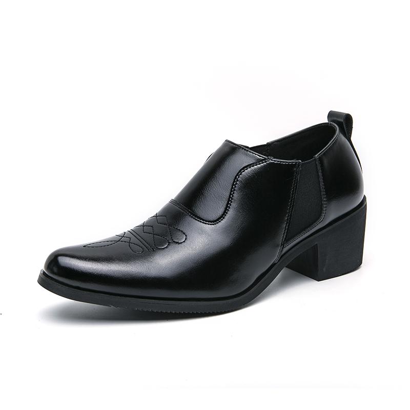 Men Heightened Shoes 6cm High Heels High Quality Leather Shoes Business Party Dress Wedding Shoes Plus Size Slip-on Casual Shoes
