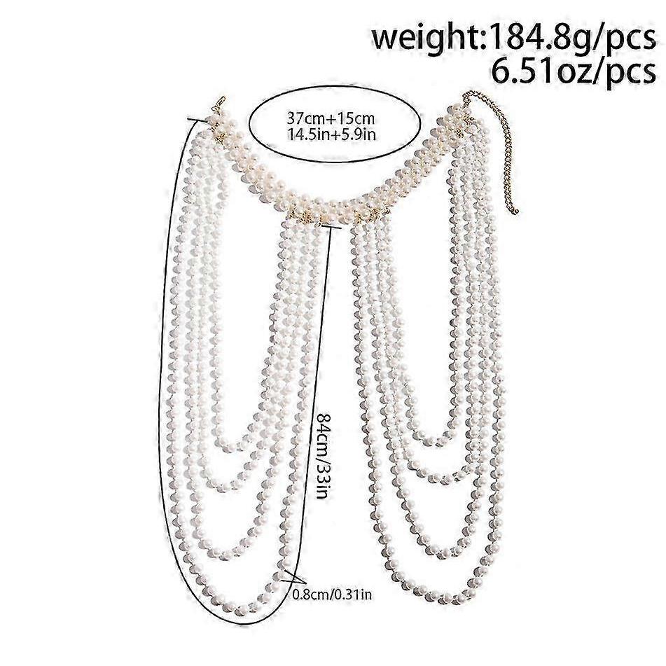 Imitation Pearl Tassel Shoulder Chain, Multi-layer Body Jewelry for Clothing Matching
