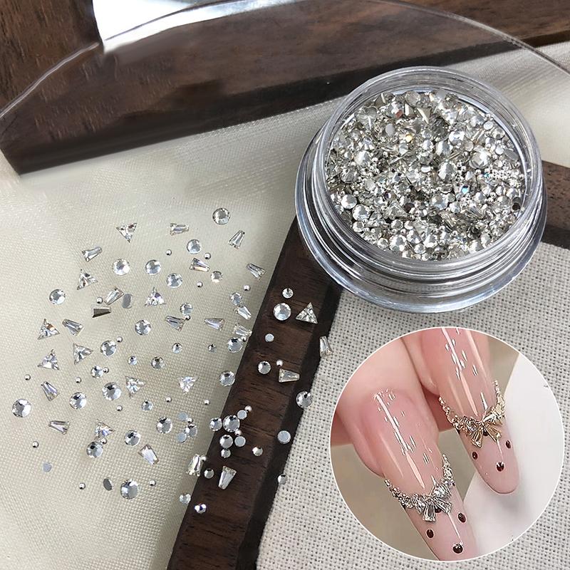 Diy Butterfly Knot Zircon Clear/Champagne 2-3Mm Triangle Trapezoid Nail Gemstones Glitter Nail Diamond Manicure Decor