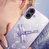 KADEM For iPhone 16 Plus Case Dragonfly Kickstand TPU Flowers Glitter Phone Cover