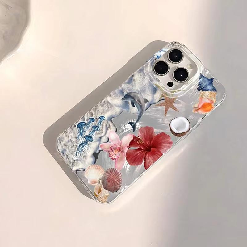 Flower and starfish pattern Phone Case For iPhone 17 13 15 11 12 14 Pro Max Air 16E Shockproof Transparent Cover Silicone Fundas