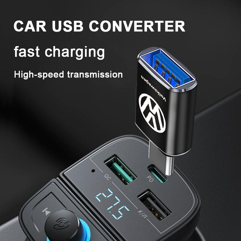 1 Stuks Auto Oplaadadapter Type-C Naar USB Converter Auto Accessoires voor Volkswagen MK6 MK5 MK4 MK7 Golf-4 5 6 7 Passat Ibiza Leon FR 2 Altea Aztec
