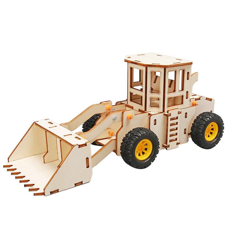 Forklift Model Children's DIY Handmade Science And Education Toys Bulldozer Forklift Excavator Handmade Science And Technology Small Production