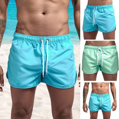 Erkek Şortları Düz Renkler Yumuşak Kumaş İpli Elastik Bel Bol Tip Erkek Şortları Plaj Giyim