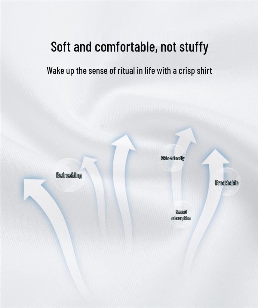 Men's Long-Sleeve Non-Iron White Cotton Shirt - Light Luxury Autumn 2025 Business Casual Formal Wear