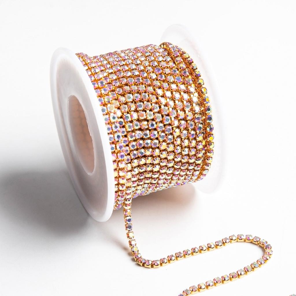 Weichen Boutique Gold Bottom Claw Chain Electrophoresis Ab Encryption Chain Night Flash Diamond Chain Diy Clothing Accessories Chain