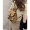 Retro Velvet Pocket Backpack, Niche Suede Casual Girls Backpack, Autumn and Winter New Versatile Splicing Schoolbag