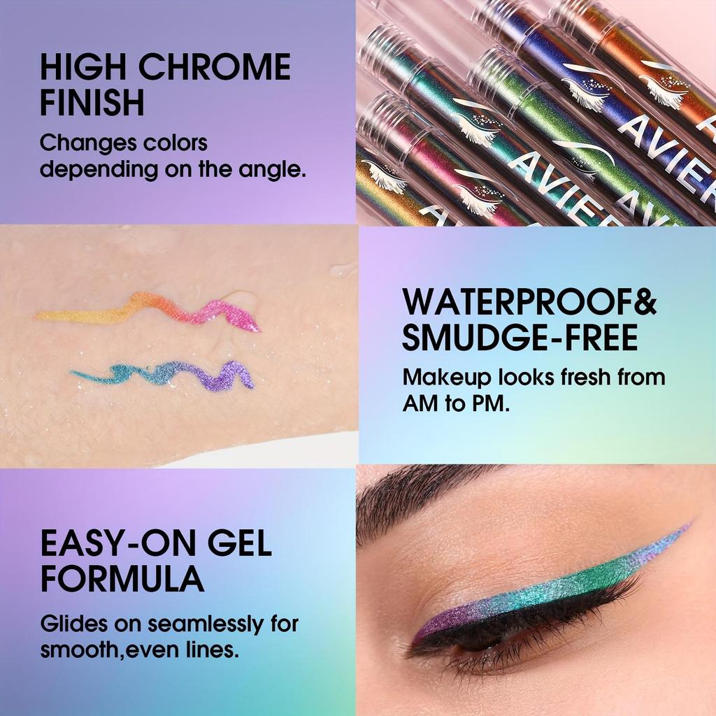 Stick Eyeliner Camaleonte 6 Colori Lunga Durata Ombretto Liquido Waterproof Stick Sottile Pennello Eyeliner Verde Blu Ombretto Altamente Pigmentato