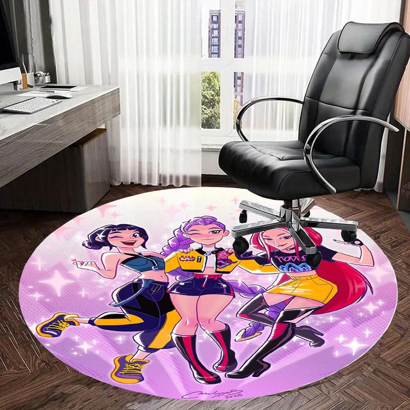 1pc Colorful Fashion Friends Round carpet, Made of Polyester,Perfect for Decorating Office Chairs, Living Rooms,Vibrant Decorative Rug