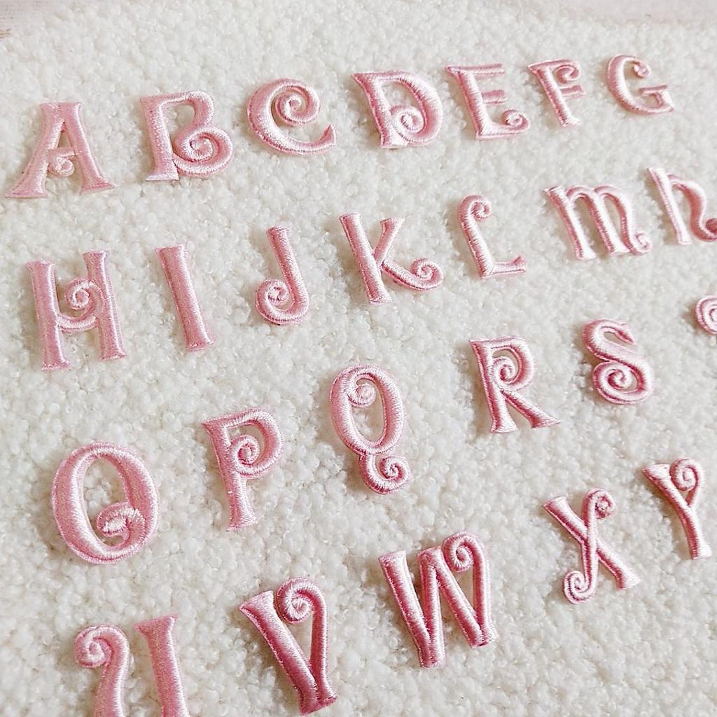 Pink English Letter Embroidery Patch for DIY Clothing