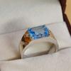 Blue Topaz Emerald Cut Gemstone With 925 Sterling Silver Ring For Men's #B740 JL375692829771