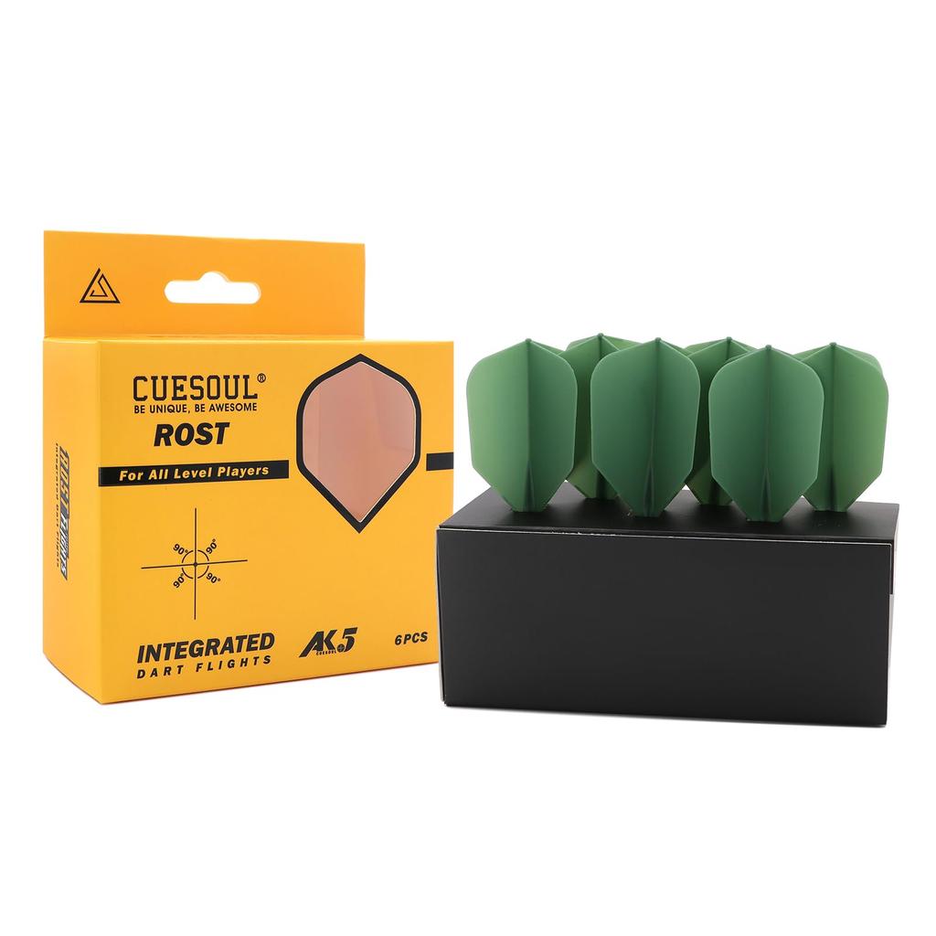 CUESOUL Integrated Shaft And Flight ROST Series Big Wing Shape Medium Size 6 Pieces Dark Green 2-CSAK-53YS