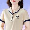 Summer New Short-sleeved T-shirt for Women Stylish Large Size Lapel Slim and Fashionable Top for Middle-aged