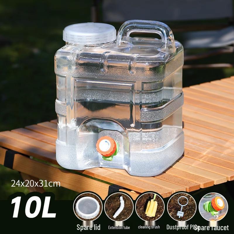 Großer transparenter Outdoor-Wassertank mit Hahn für Auto Reisen und Selbstfahrertouren.