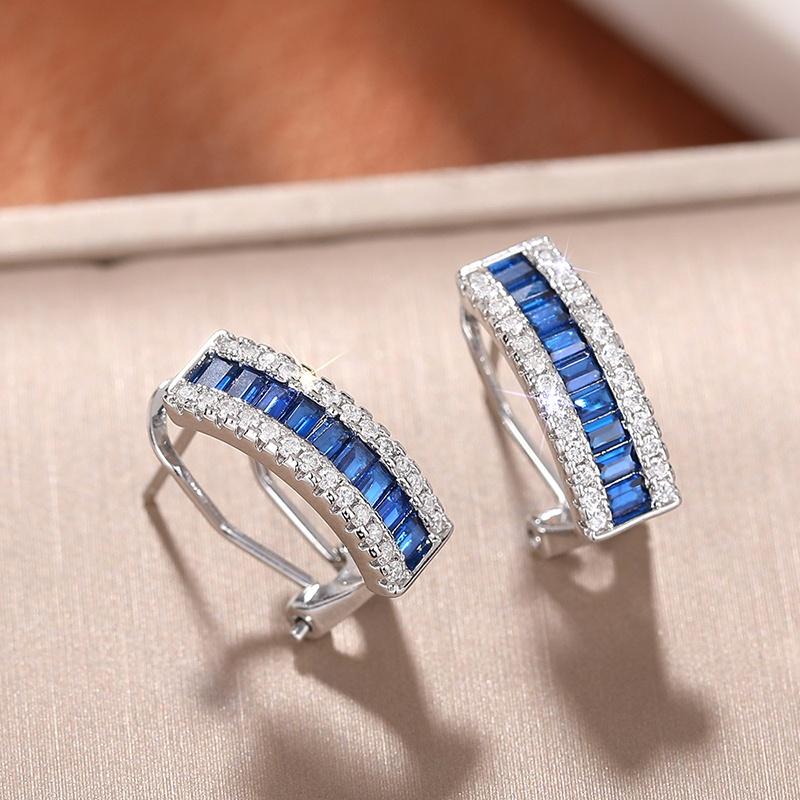 

CAOSHI Elegant Blue/White Cubic Zirconia Stud Earrings Versatile Design Delicate Women Silver Color Wedding Jewelry Accessories