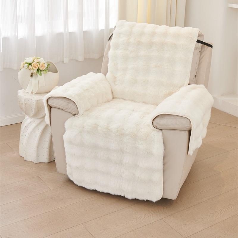 1 Seat Thicken Rabbit Plush Recliner Sofa Cover Non-Slip Armchair Cover Soft Single Sofa Case  Relax Recliners Sofa Mat