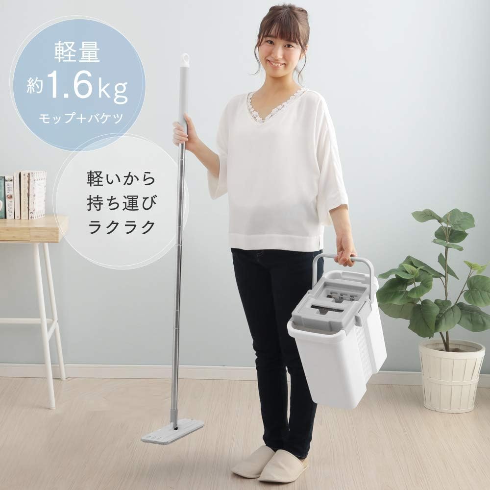 Iris Ohyama Floor Mop White Width 26 x Depth 10 x Height cm Flat Mop (mop body) approx. approx. approx. 126.5 FLMO-130