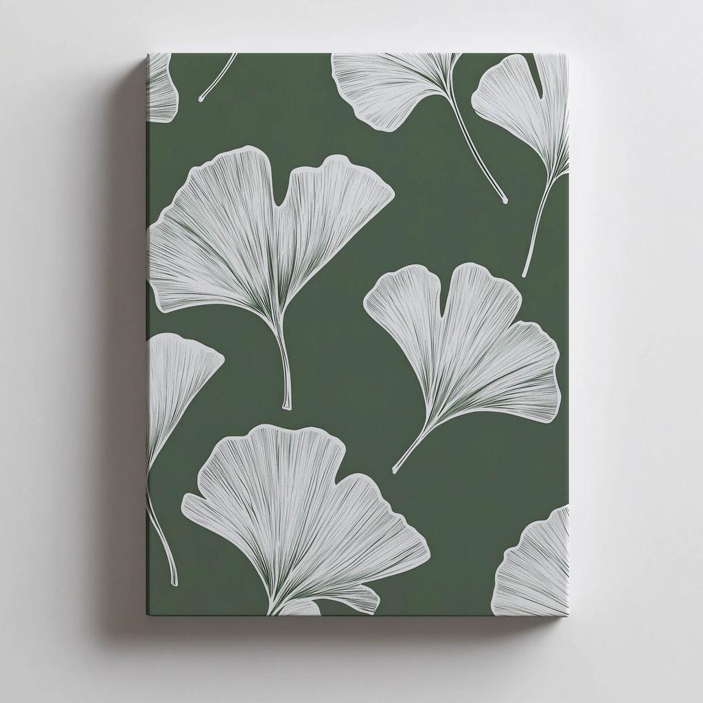 Minimalistyczny Plakat Liści Ginkgo Biloba Minimalistyczny Plakat Liści Ginkgo Biloba, 50X70 Cm, Rama Aluminiowa Czarna, Papier Matowy 230 Gsm