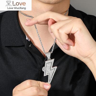 Jewelry Fashion Retro Full Zircon Lightning Necklace Men 'S Hip Hop Party Locomotive Accessories Pendant Necklace Jewelry
