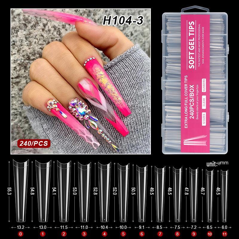 XXXL Denim Water Pipe Nail Art Set - 240 Transparent Ballet Nail Stickers