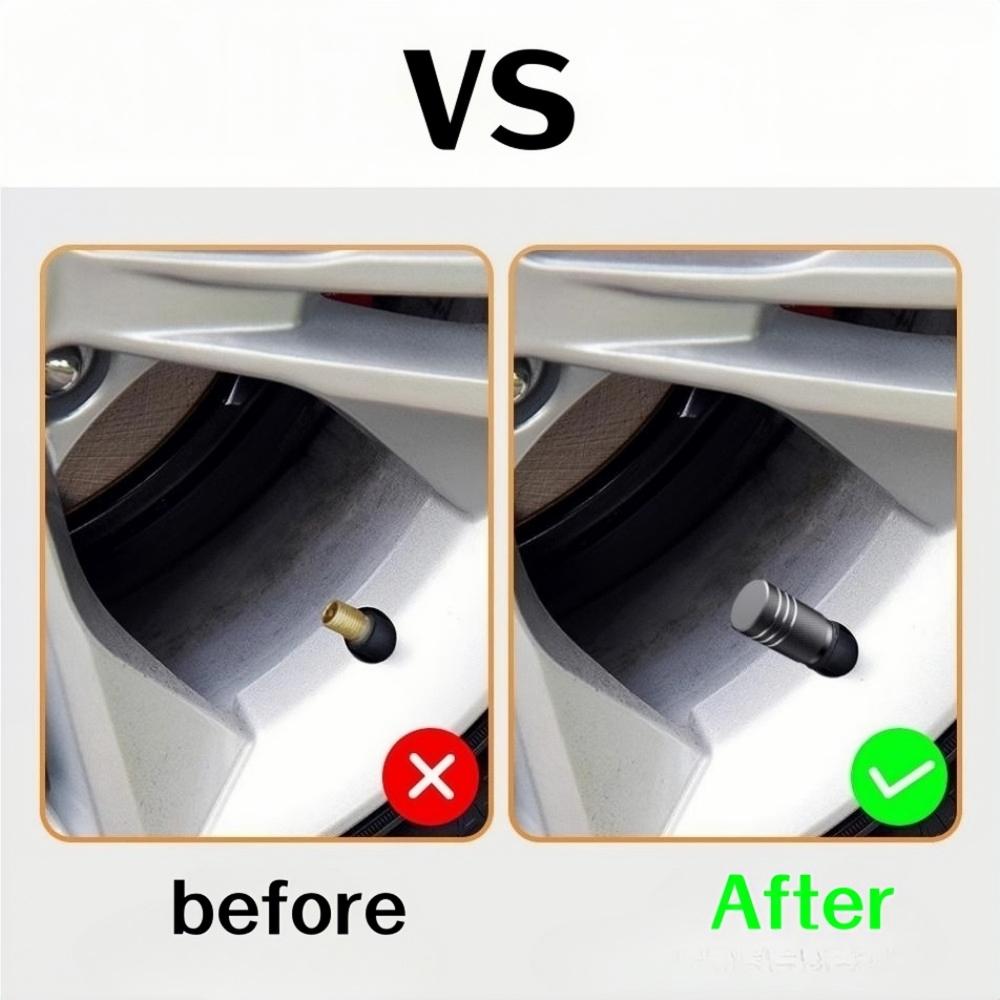 4Pcs Black Silver Car Tire Valve Cap Knurling Style Aluminum Tire Wheel Stem Air Valve Cap for US Schrader