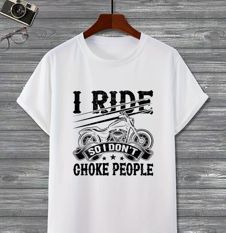 Printed with retro motorcycle patterns casual cotton shortsleeved mens printed Tshirt S