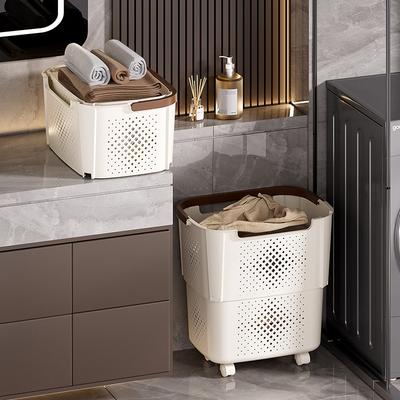 Foldable Laundry Basket Household with Wheels Bathroom Dirty Laundry Basket Handheld Toys Dolls Storage Basket Home Organization