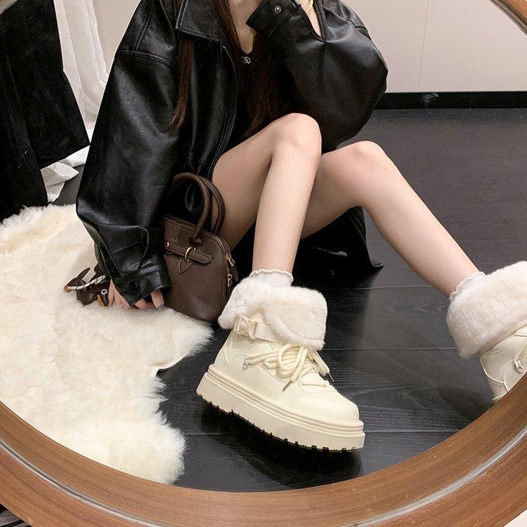 Ucieknij z miłością~ Odrzuć włosy i załóż dwa antypoślizgowe śniegowce na grubej podeszwie dla kobiet na zimę 2025 nowe ciepłe bawełniane buty z północnego wschodu