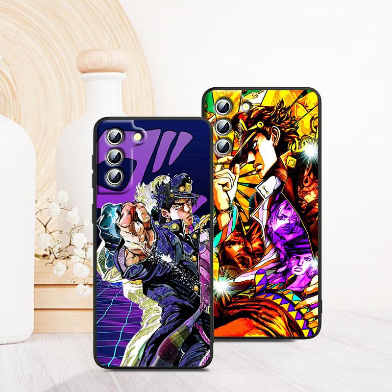 Cartoon Anime JoJo Jotaro Kujo Phone Case For Samsung S23 S22 S21 S20 S10 S8 Note 20 A9 A73 A71 A53 A33 Ultra Plus FE Black