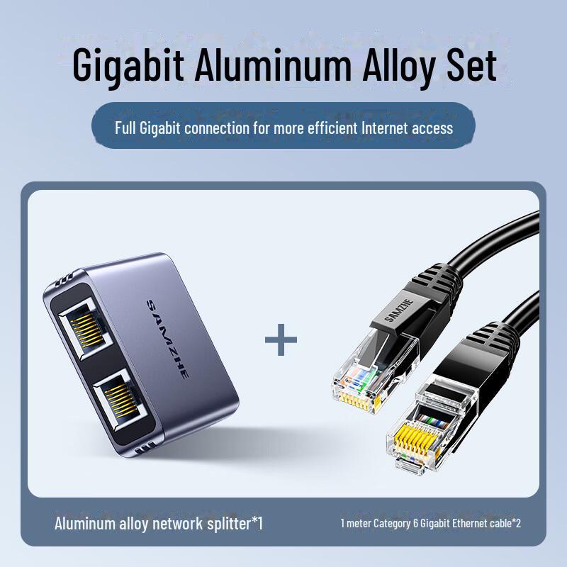 

Shanze Gigabit RJ45 Network Cable Splitter: 1-to-2 Internet Adapter with Dual Ports single use without network cable