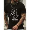 European Size Men's Casual Short Sleeve T-Shirt with Tea-Rex Graphic Print - Breathable Stretch Fabric, Round Neck, Machine Washable, All-Season