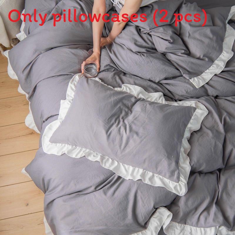 Cotton Pillowcase Pair With Solid Color For Home Bedroom Decor